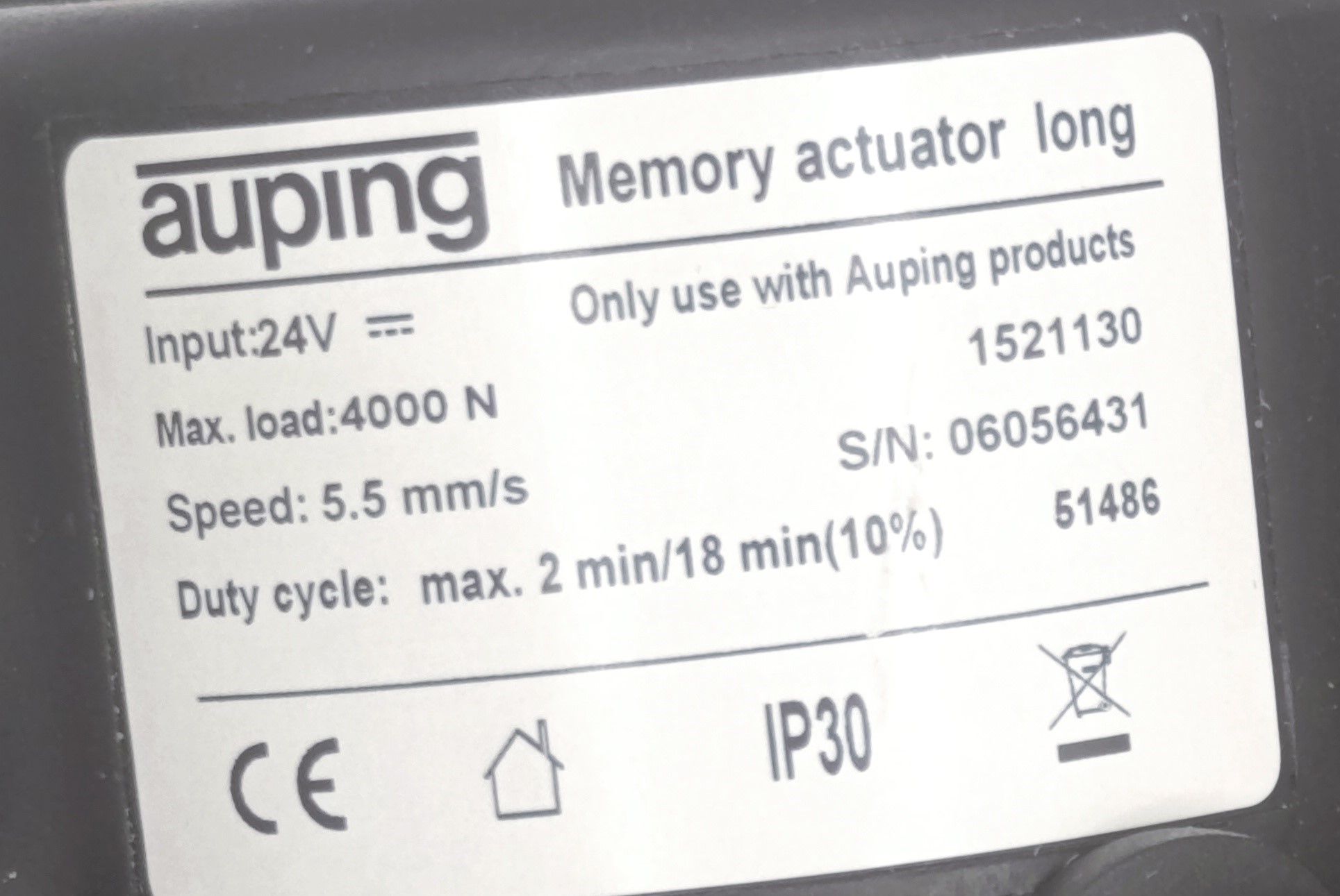 Auping Memory actuator long 1521130 / 51486