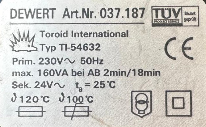 Dewert 037.187 / TI-54632 transformator