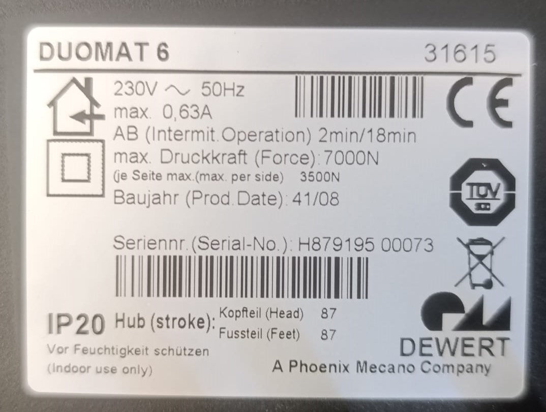 Duomat 6 motor DEWERT