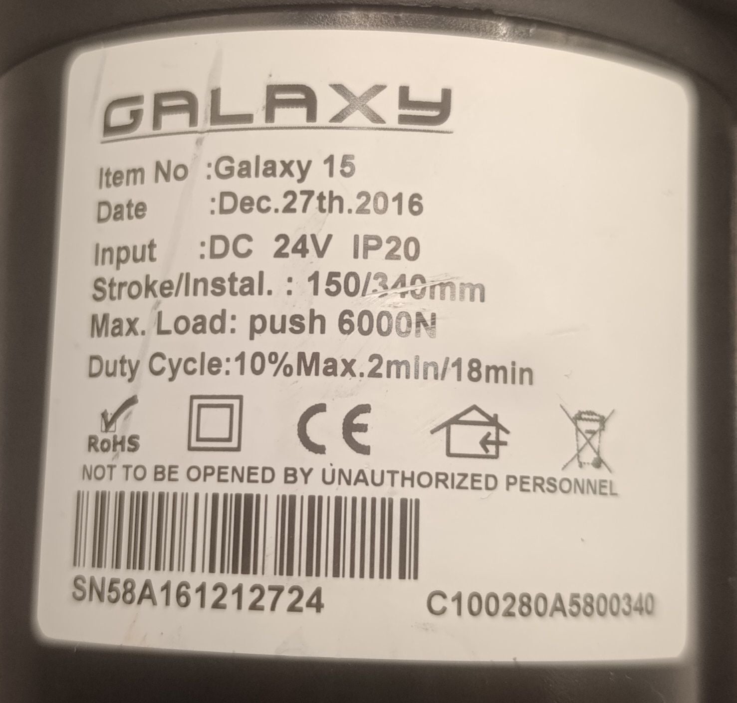 Galaxy 15 bedmotor C100280A5800340